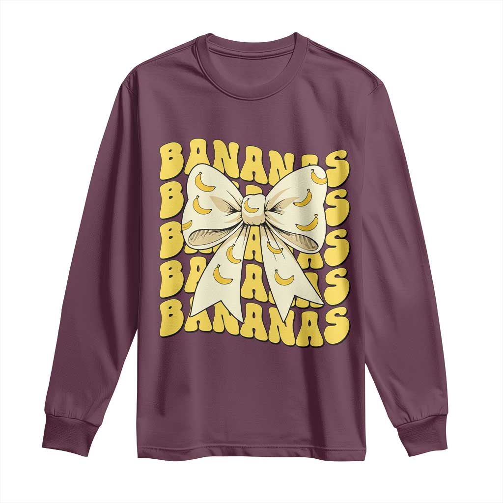 Bananas Coquette Bow Long Sleeve Shirt Retro Banana Lovers Women Girls Kids