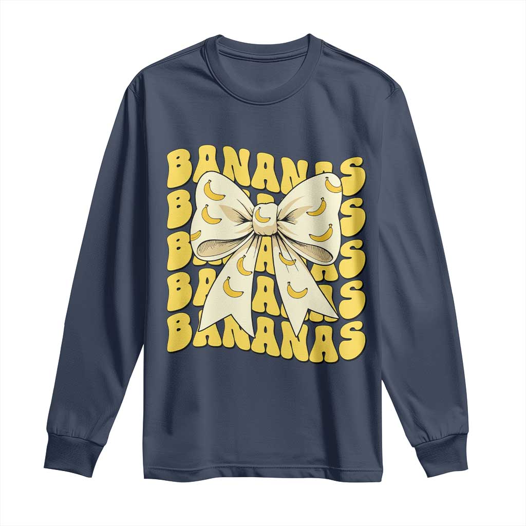 Bananas Coquette Bow Long Sleeve Shirt Retro Banana Lovers Women Girls Kids