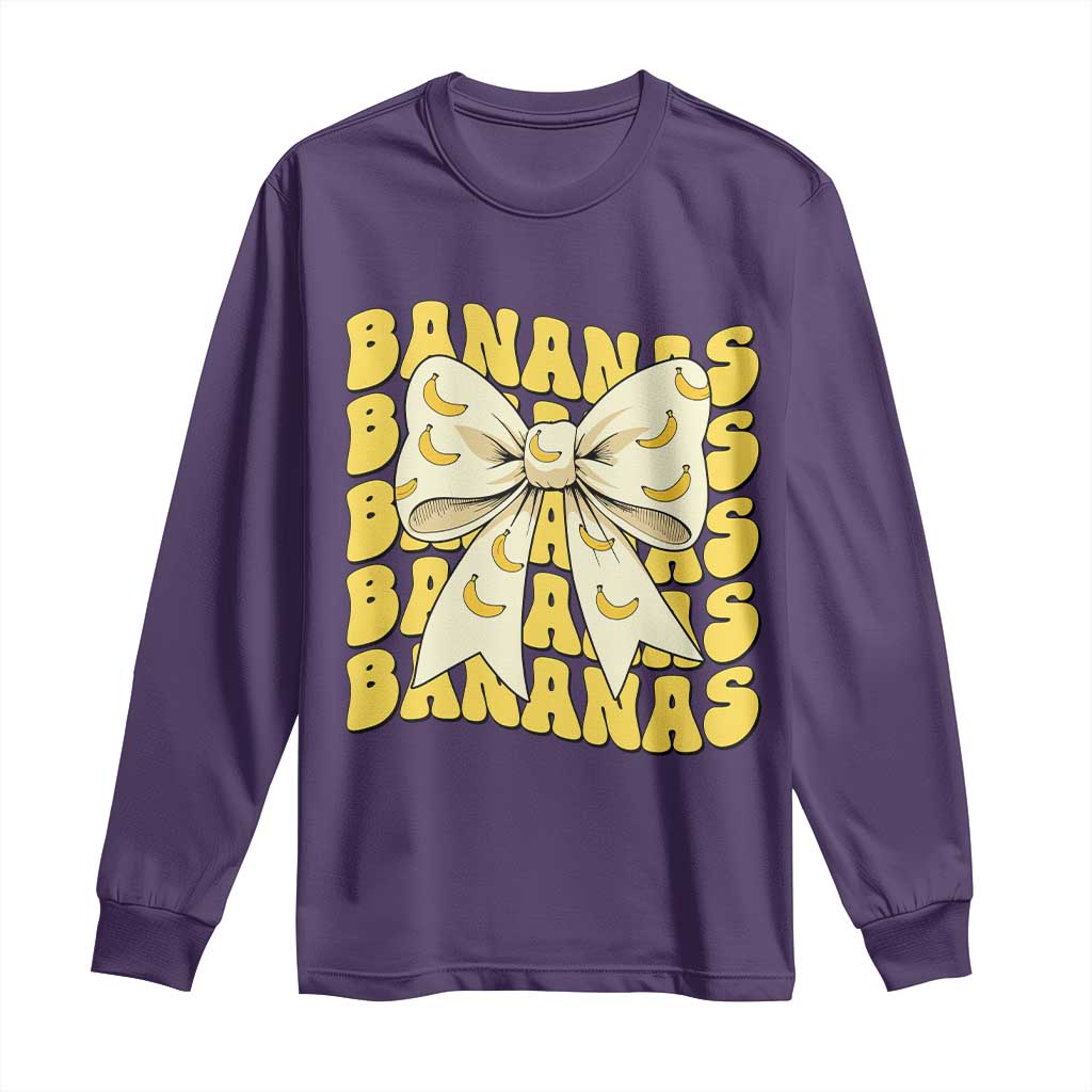 Bananas Coquette Bow Long Sleeve Shirt Retro Banana Lovers Women Girls Kids