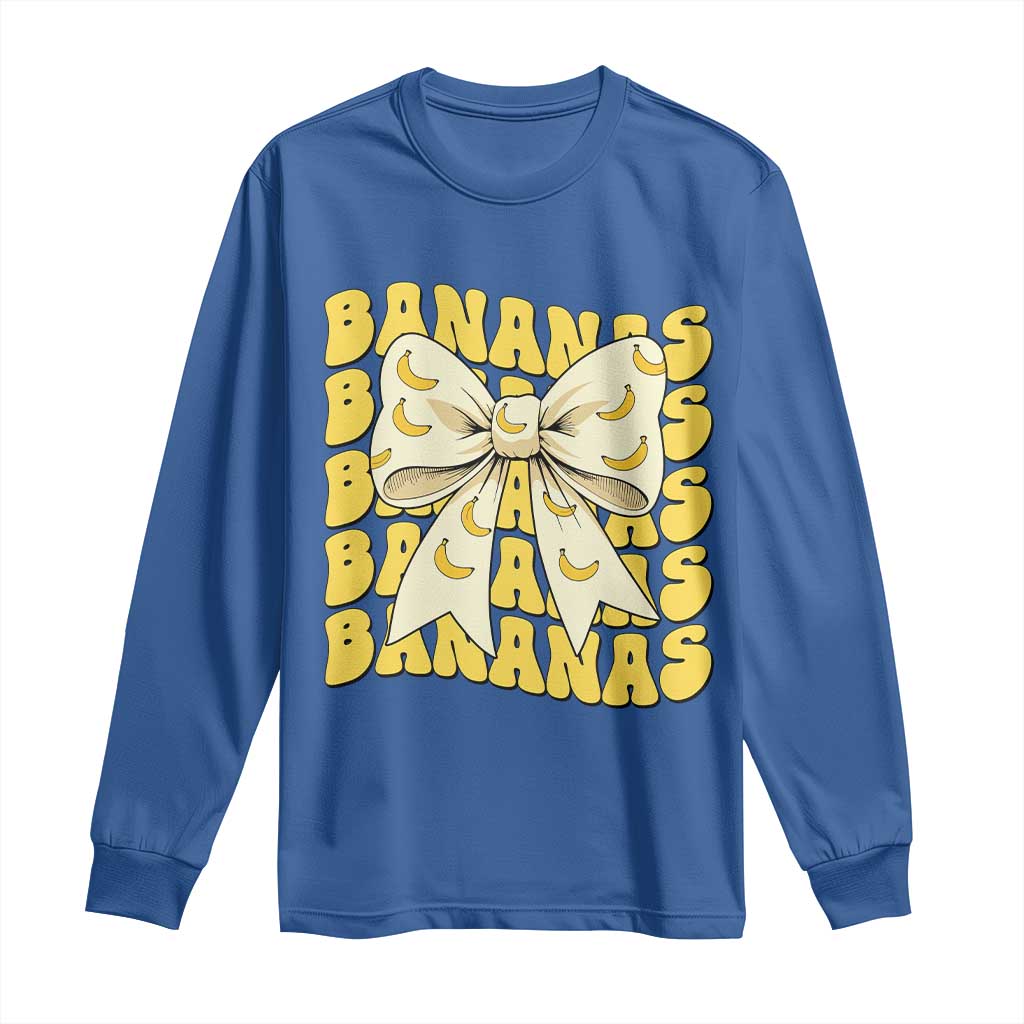 Bananas Coquette Bow Long Sleeve Shirt Retro Banana Lovers Women Girls Kids