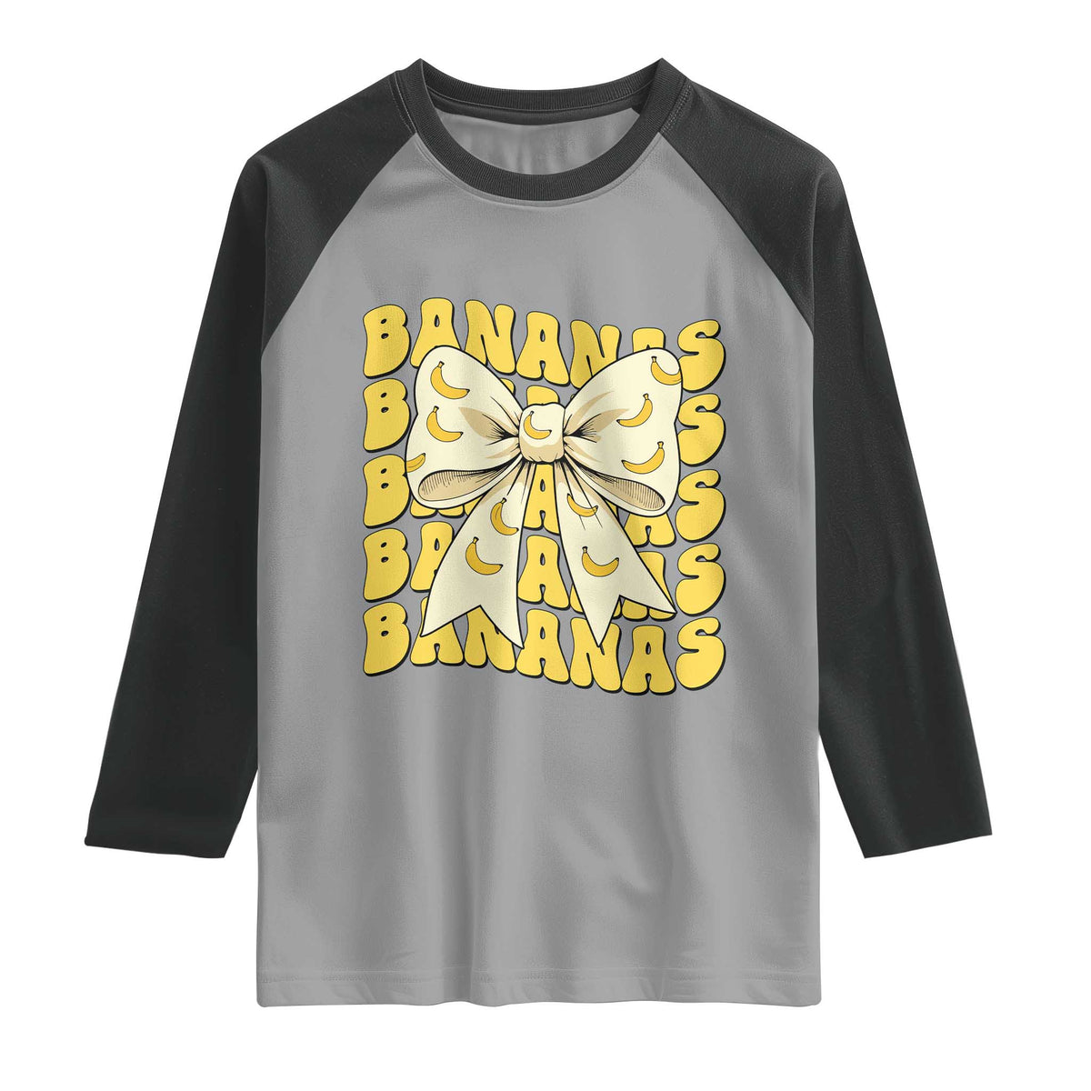 Bananas Coquette Bow Raglan Shirt Retro Banana Lovers Women Girls Kids
