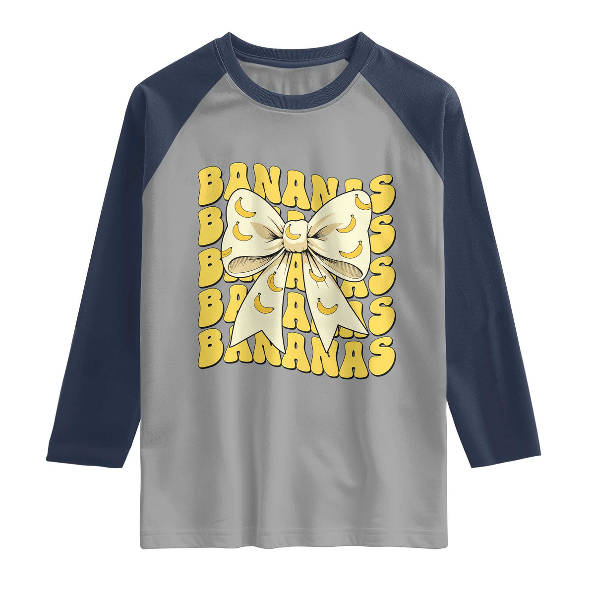 Bananas Coquette Bow Raglan Shirt Retro Banana Lovers Women Girls Kids
