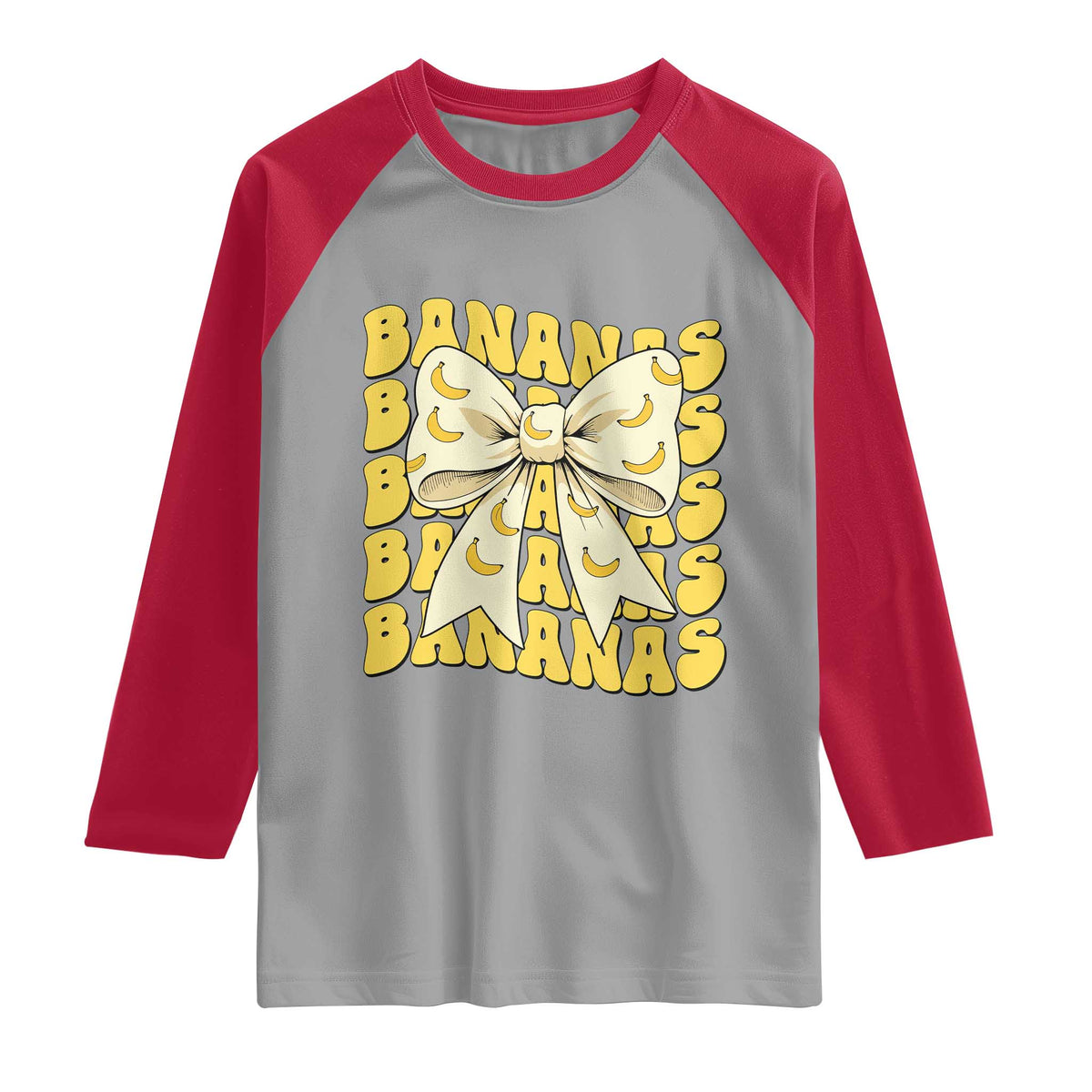 Bananas Coquette Bow Raglan Shirt Retro Banana Lovers Women Girls Kids