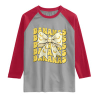 Bananas Coquette Bow Raglan Shirt Retro Banana Lovers Women Girls Kids