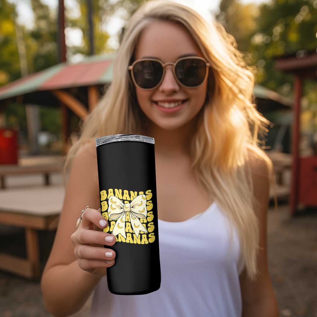 Bananas Coquette Bow Skinny Tumbler Retro Banana Lovers Women Girls Kids