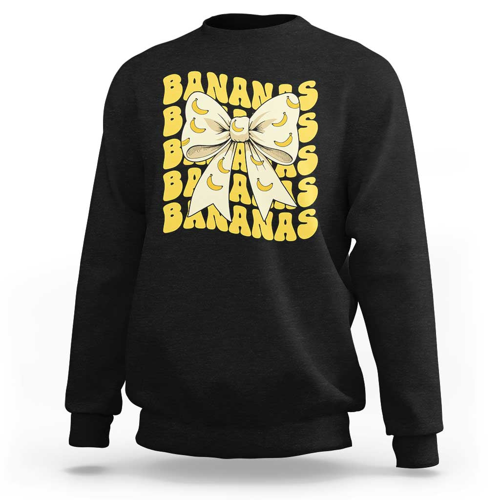 Bananas Coquette Bow Sweatshirt Retro Banana Lovers Women Girls Kids