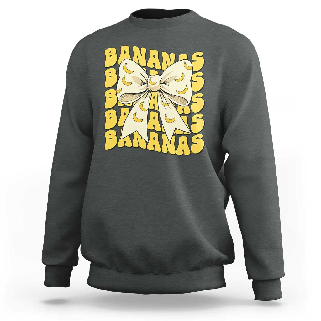 Bananas Coquette Bow Sweatshirt Retro Banana Lovers Women Girls Kids