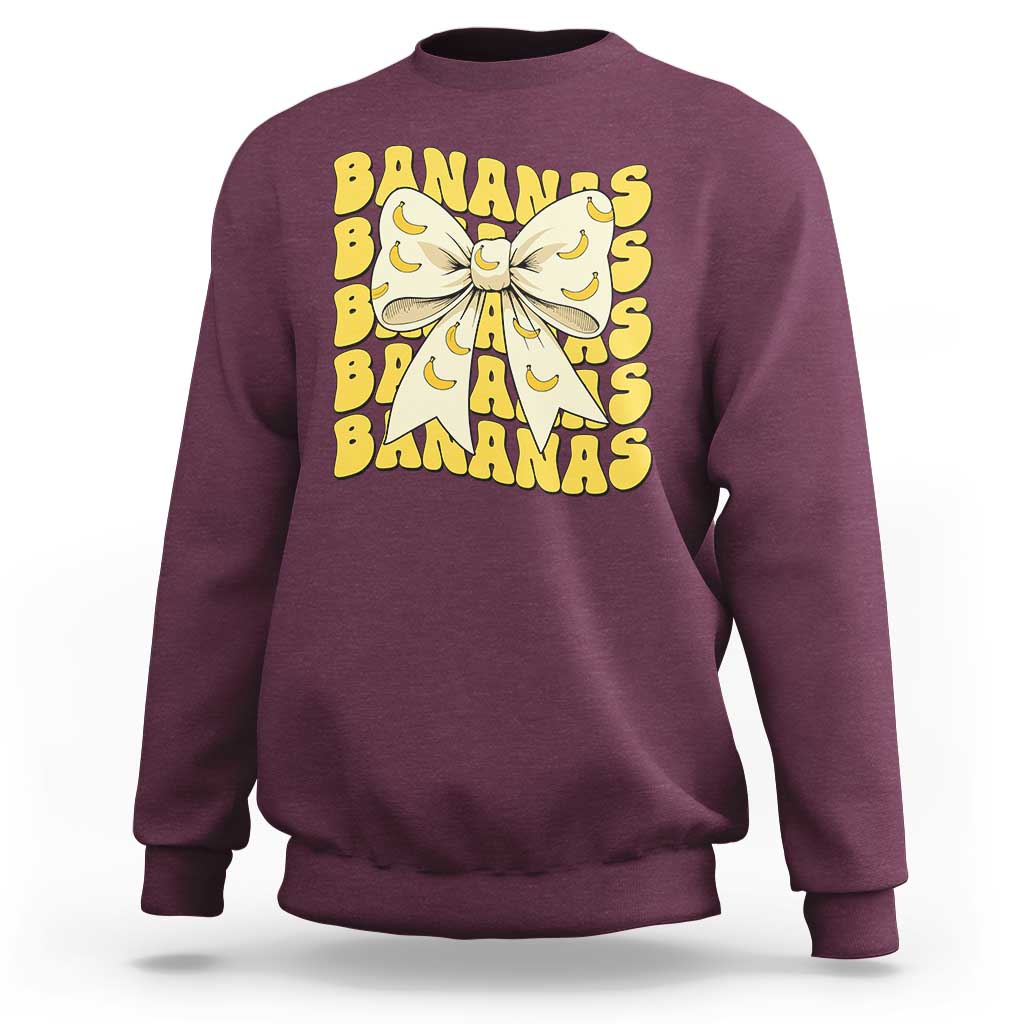 Bananas Coquette Bow Sweatshirt Retro Banana Lovers Women Girls Kids