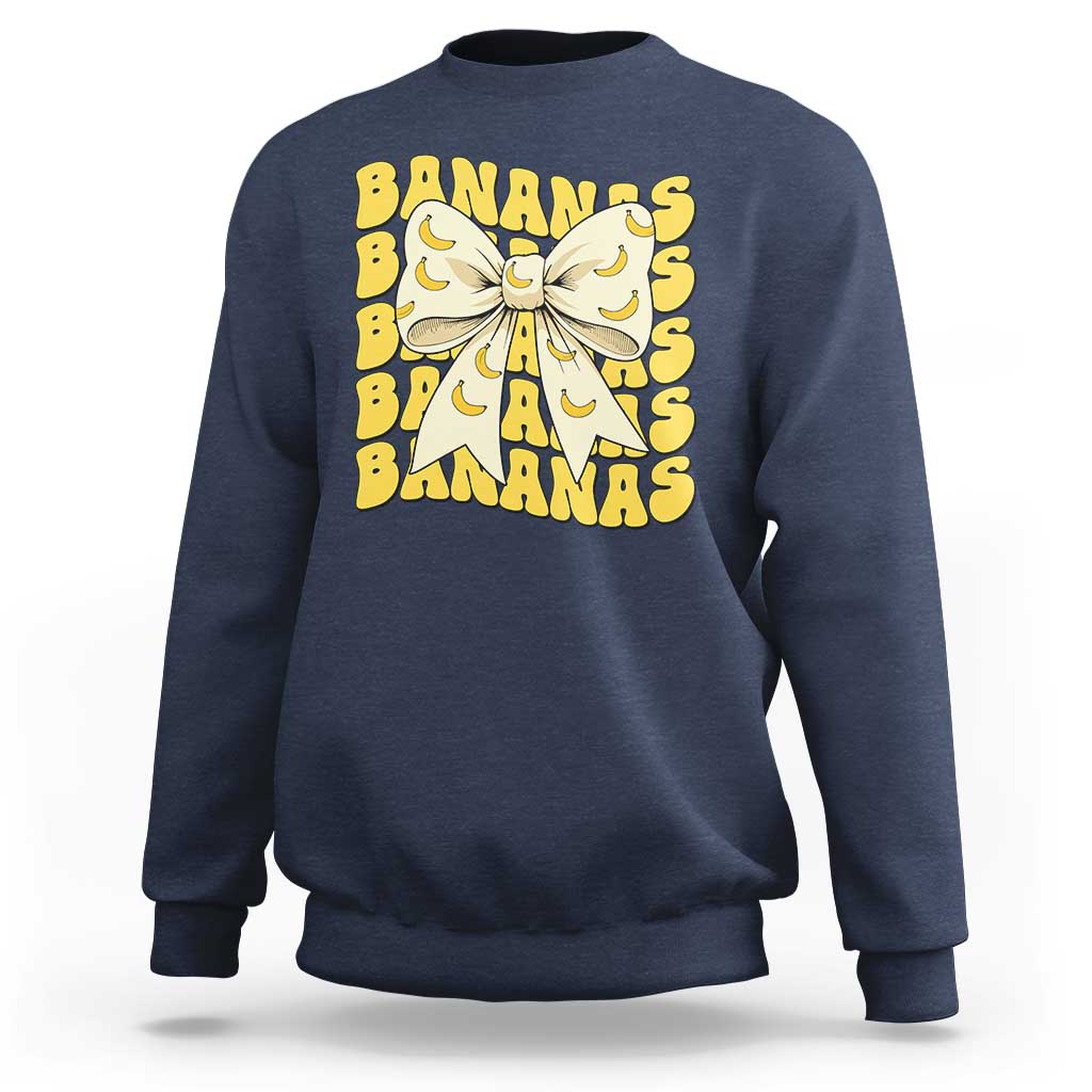 Bananas Coquette Bow Sweatshirt Retro Banana Lovers Women Girls Kids