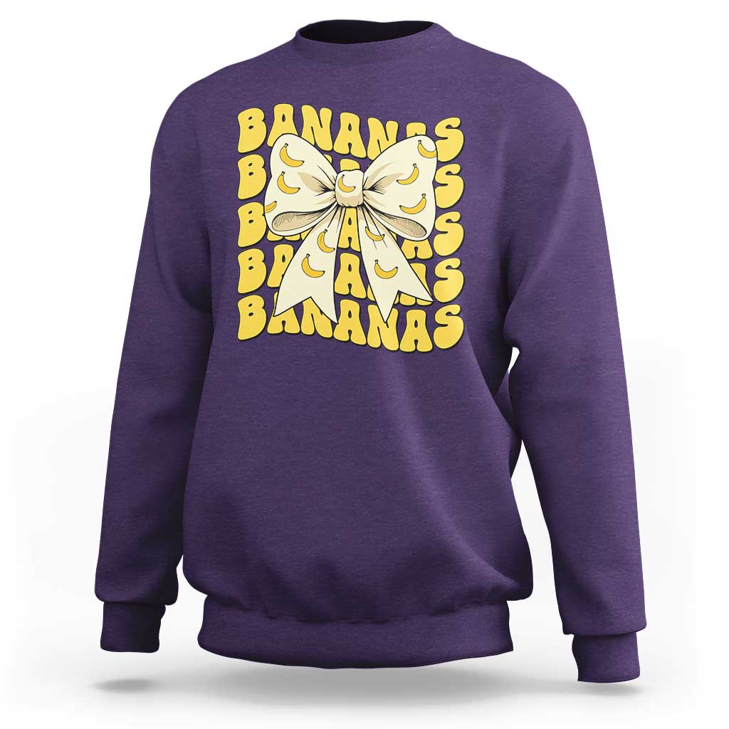 Bananas Coquette Bow Sweatshirt Retro Banana Lovers Women Girls Kids
