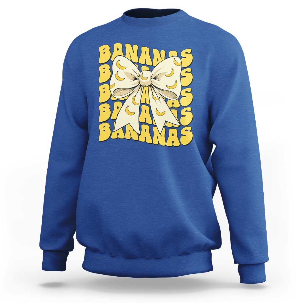 Bananas Coquette Bow Sweatshirt Retro Banana Lovers Women Girls Kids
