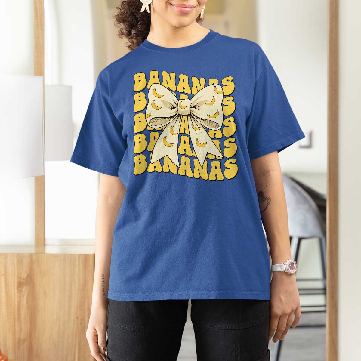 Bananas Coquette Bow T Shirt For Women Retro Banana Lovers Women Girls Kids