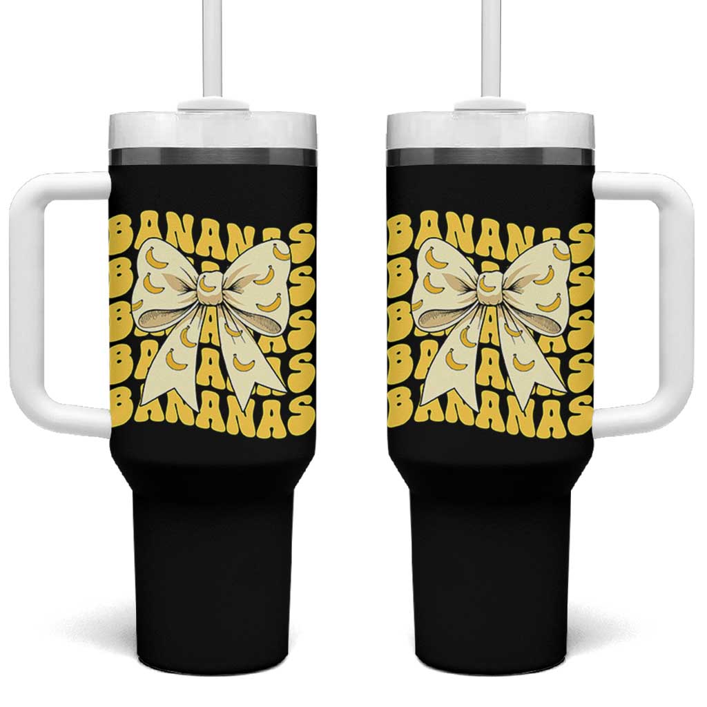 Bananas Coquette Bow Tumbler With Handle Retro Banana Lovers Women Girls Kids