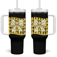 Bananas Coquette Bow Tumbler With Handle Retro Banana Lovers Women Girls Kids