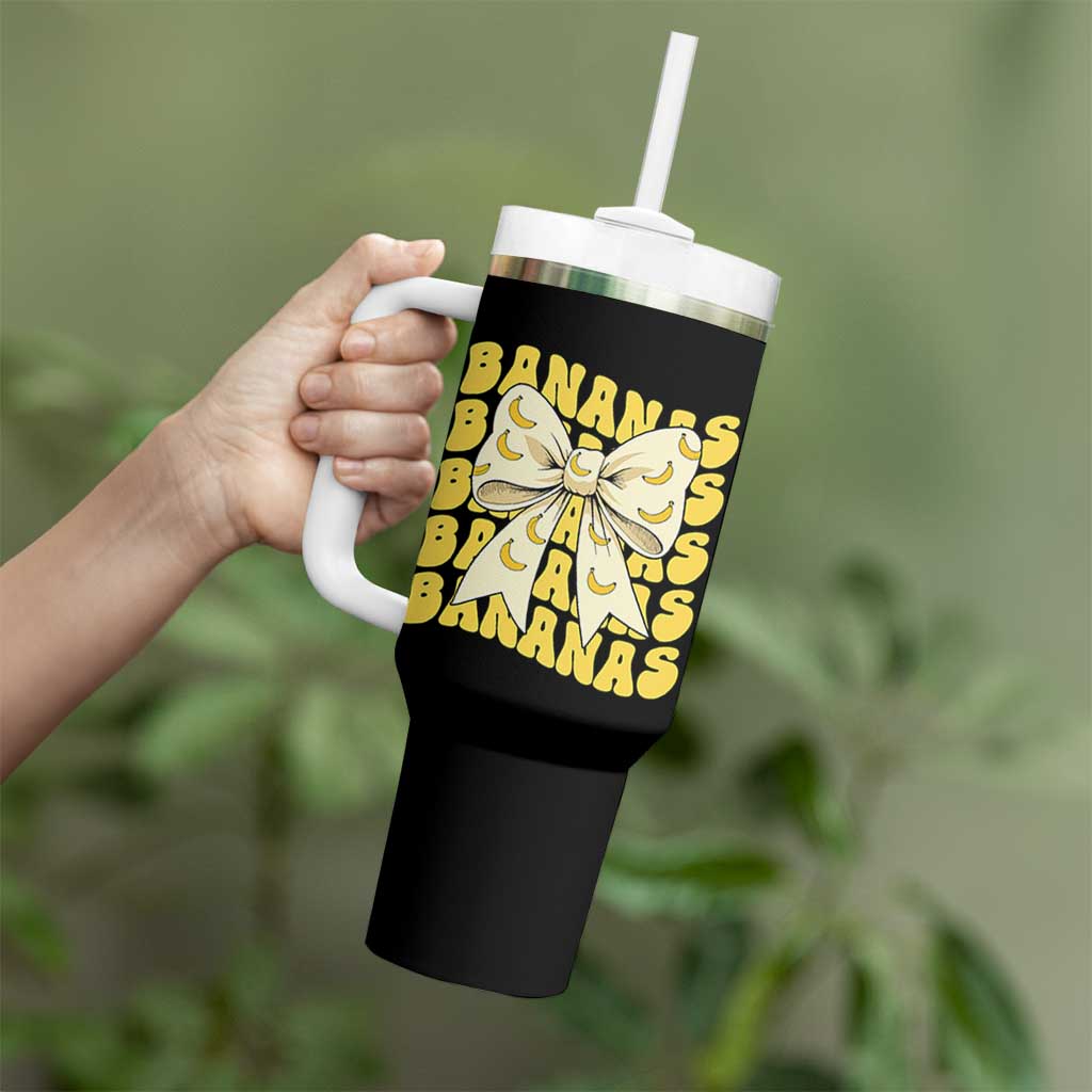 Bananas Coquette Bow Tumbler With Handle Retro Banana Lovers Women Girls Kids