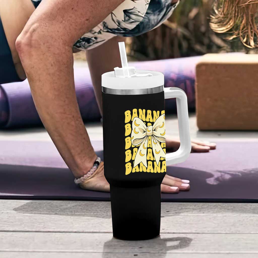Bananas Coquette Bow Tumbler With Handle Retro Banana Lovers Women Girls Kids
