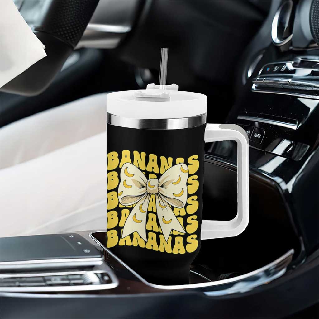 Bananas Coquette Bow Tumbler With Handle Retro Banana Lovers Women Girls Kids
