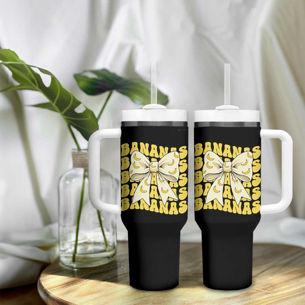 Bananas Coquette Bow Tumbler With Handle Retro Banana Lovers Women Girls Kids