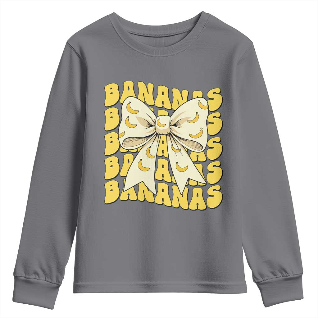 Bananas Coquette Bow Youth Sweatshirt Retro Banana Lovers Women Girls Kids