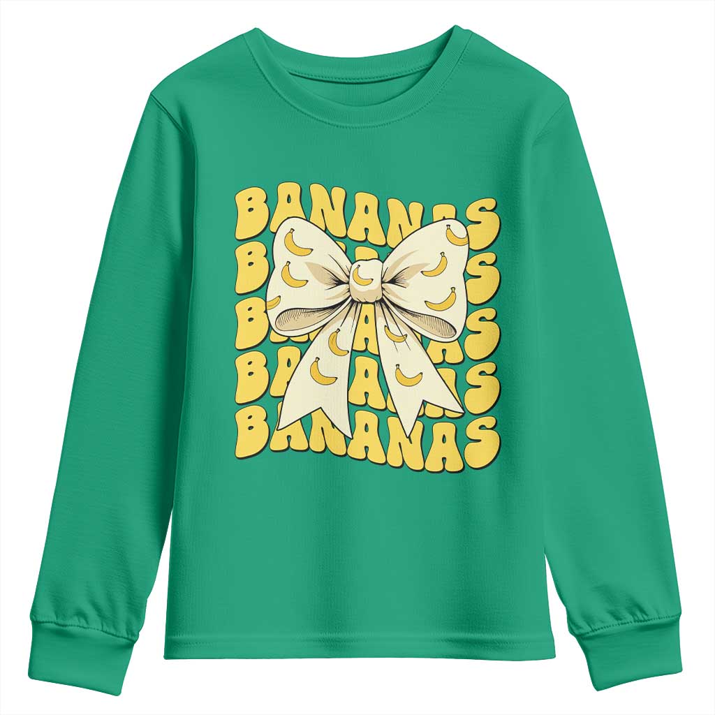 Bananas Coquette Bow Youth Sweatshirt Retro Banana Lovers Women Girls Kids