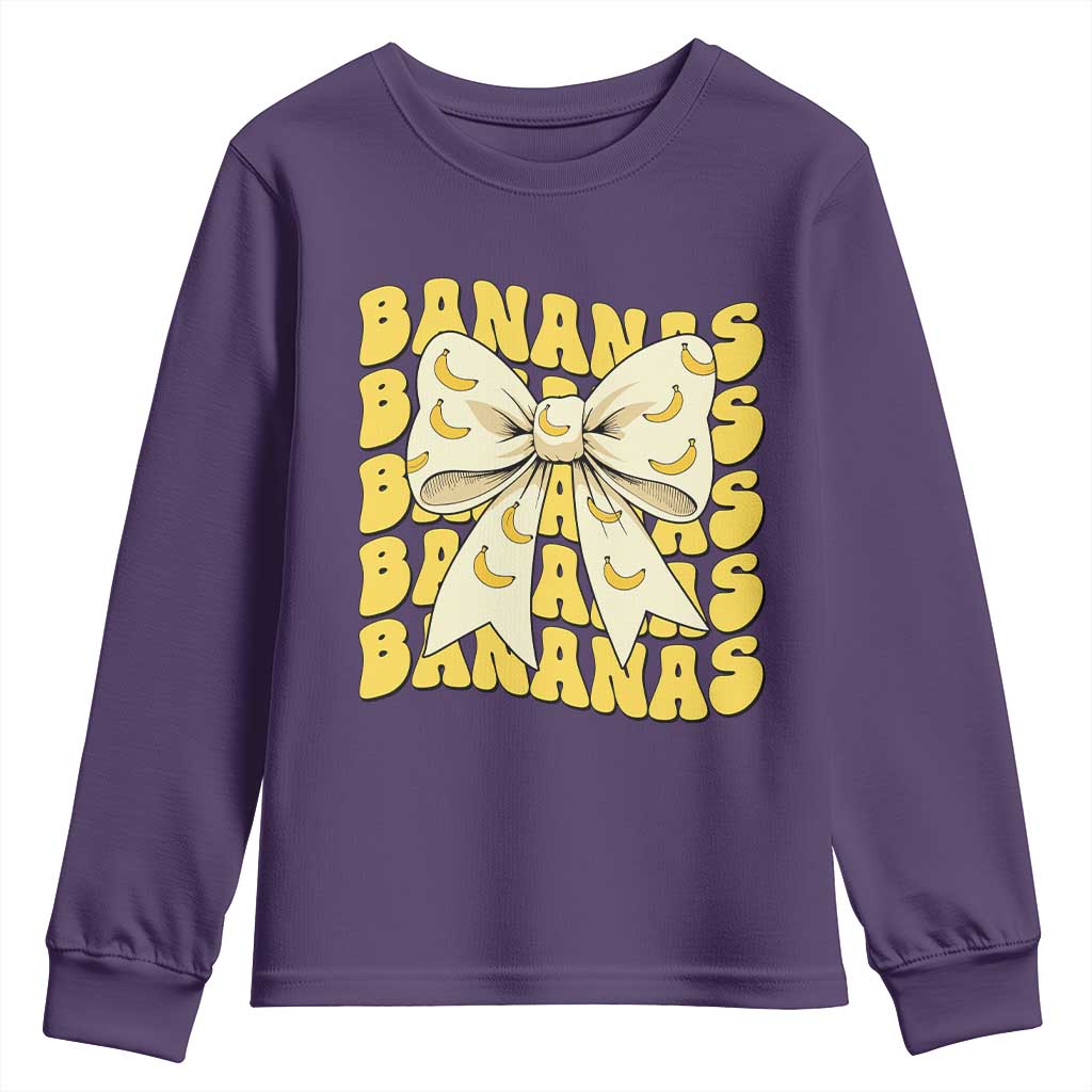 Bananas Coquette Bow Youth Sweatshirt Retro Banana Lovers Women Girls Kids