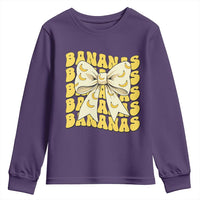 Bananas Coquette Bow Youth Sweatshirt Retro Banana Lovers Women Girls Kids