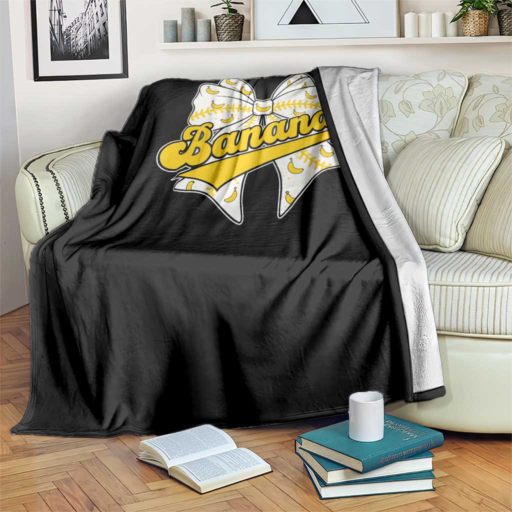 Bananas Coquette Bow Throw Blanket Retro Throwback Popular Fruit Humor Banana Classic