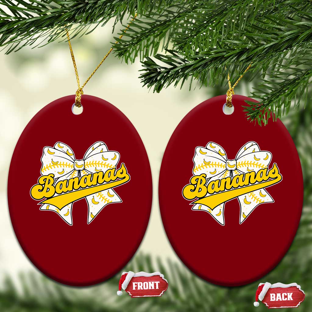 Bananas Coquette Bow Ceramic Ornament Retro Throwback Popular Fruit Humor Banana Classic