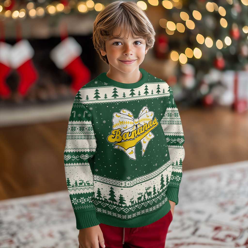 Bananas Coquette Bow Ugly Christmas Sweater Retro Throwback Popular Fruit Humor Banana Classic