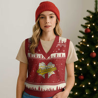 Bananas Coquette Bow V-Neck Knit Sweater Vest Retro Throwback Popular Fruit Humor Banana Classic