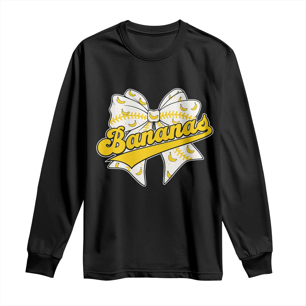 Bananas Coquette Bow Long Sleeve Shirt Retro Throwback Popular Fruit Humor Banana Classic