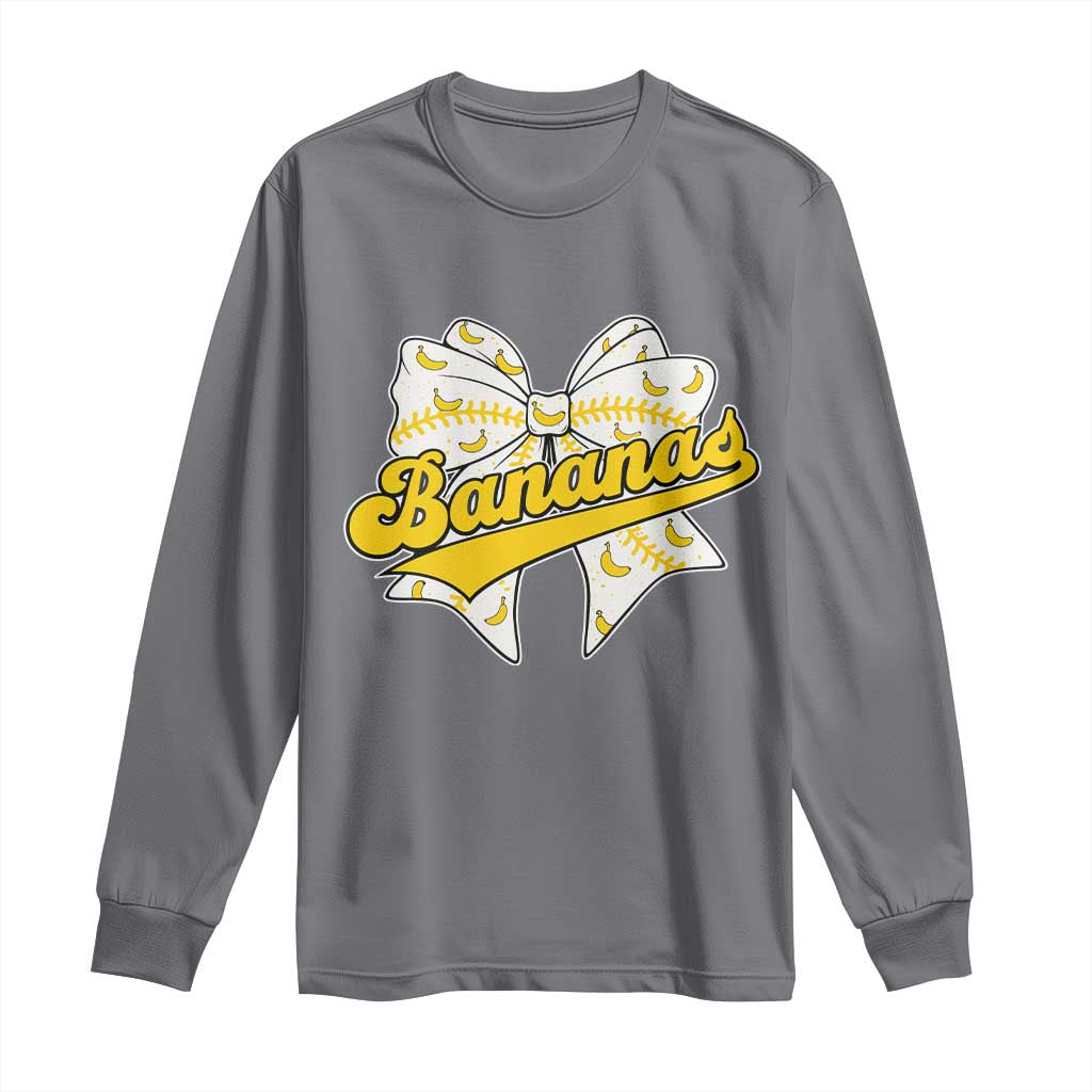 Bananas Coquette Bow Long Sleeve Shirt Retro Throwback Popular Fruit Humor Banana Classic