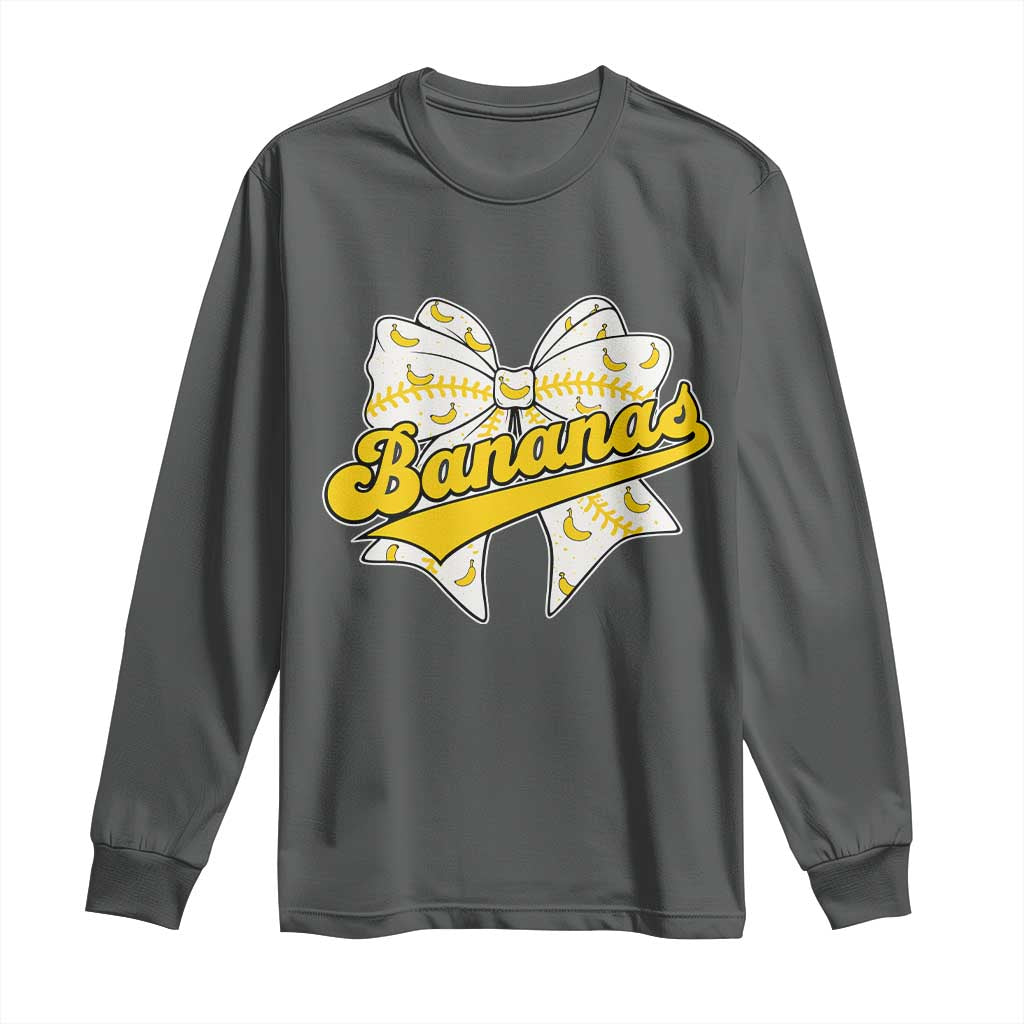 Bananas Coquette Bow Long Sleeve Shirt Retro Throwback Popular Fruit Humor Banana Classic