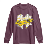 Bananas Coquette Bow Long Sleeve Shirt Retro Throwback Popular Fruit Humor Banana Classic