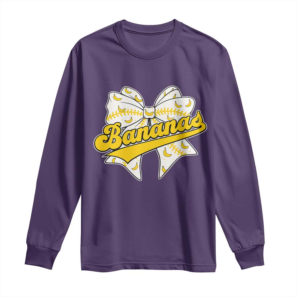 Bananas Coquette Bow Long Sleeve Shirt Retro Throwback Popular Fruit Humor Banana Classic