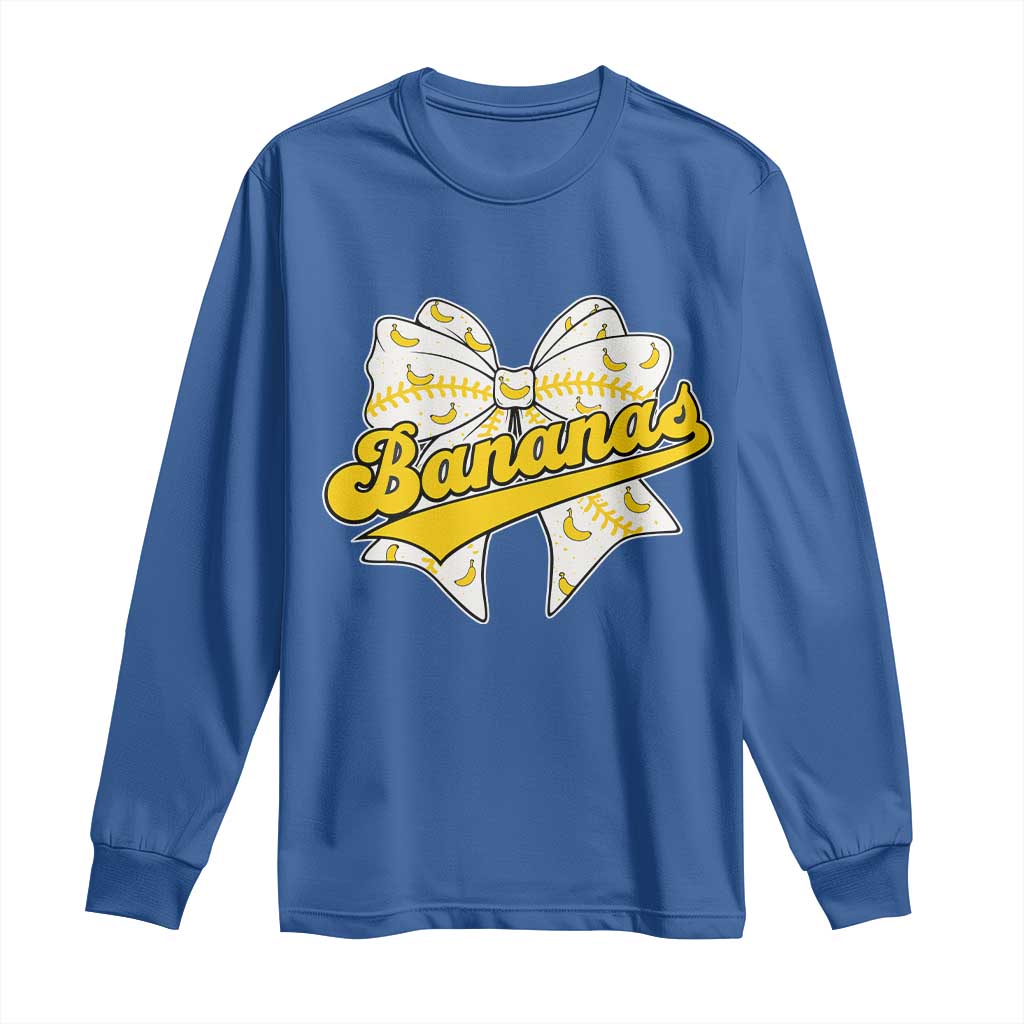 Bananas Coquette Bow Long Sleeve Shirt Retro Throwback Popular Fruit Humor Banana Classic