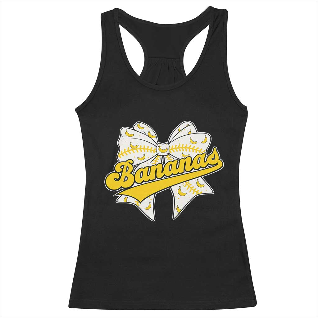 Bananas Coquette Bow Racerback Tank Top Retro Throwback Popular Fruit Humor Banana Classic