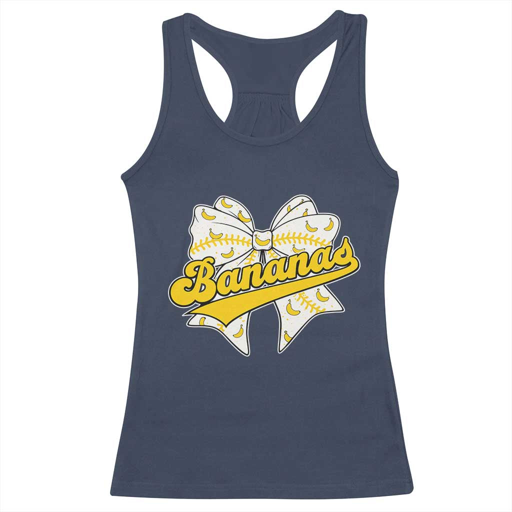 Bananas Coquette Bow Racerback Tank Top Retro Throwback Popular Fruit Humor Banana Classic