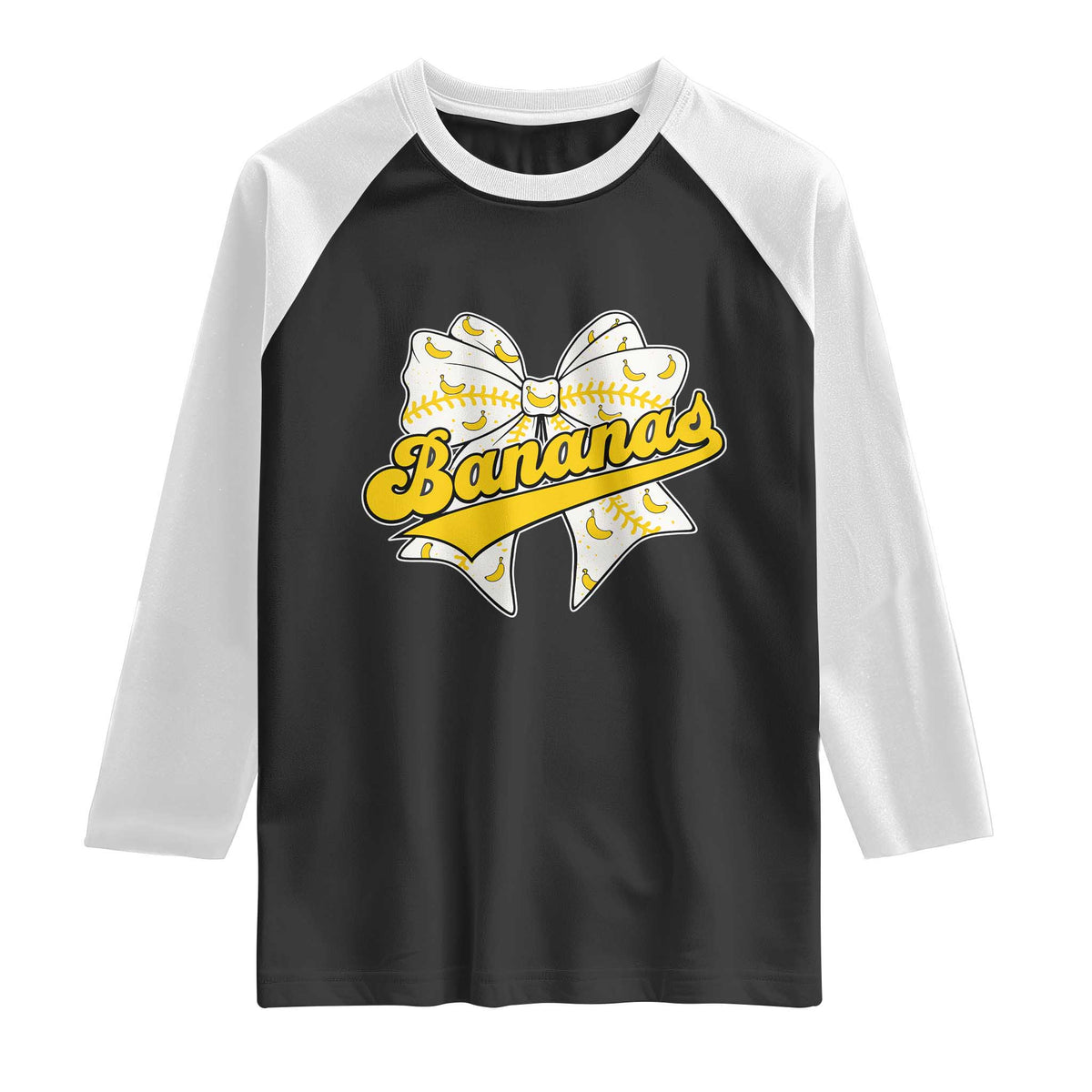 Bananas Coquette Bow Raglan Shirt Retro Throwback Popular Fruit Humor Banana Classic