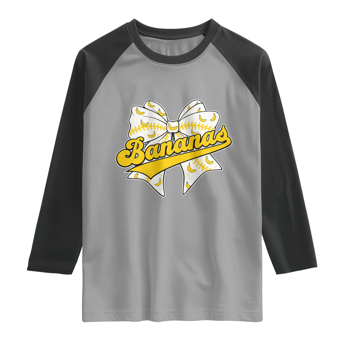 Bananas Coquette Bow Raglan Shirt Retro Throwback Popular Fruit Humor Banana Classic