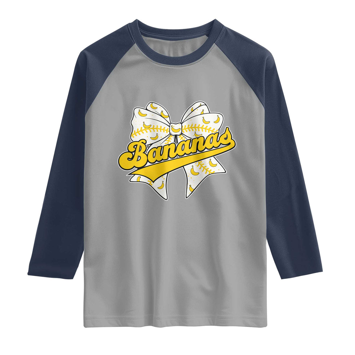 Bananas Coquette Bow Raglan Shirt Retro Throwback Popular Fruit Humor Banana Classic