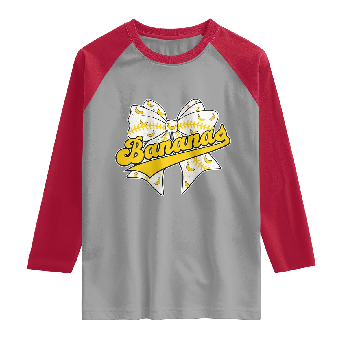 Bananas Coquette Bow Raglan Shirt Retro Throwback Popular Fruit Humor Banana Classic