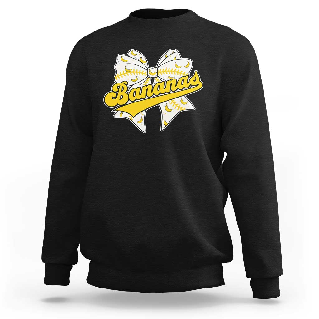 Bananas Coquette Bow Sweatshirt Retro Throwback Popular Fruit Humor Banana Classic