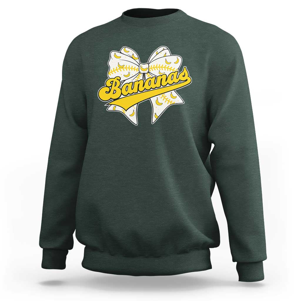 Bananas Coquette Bow Sweatshirt Retro Throwback Popular Fruit Humor Banana Classic