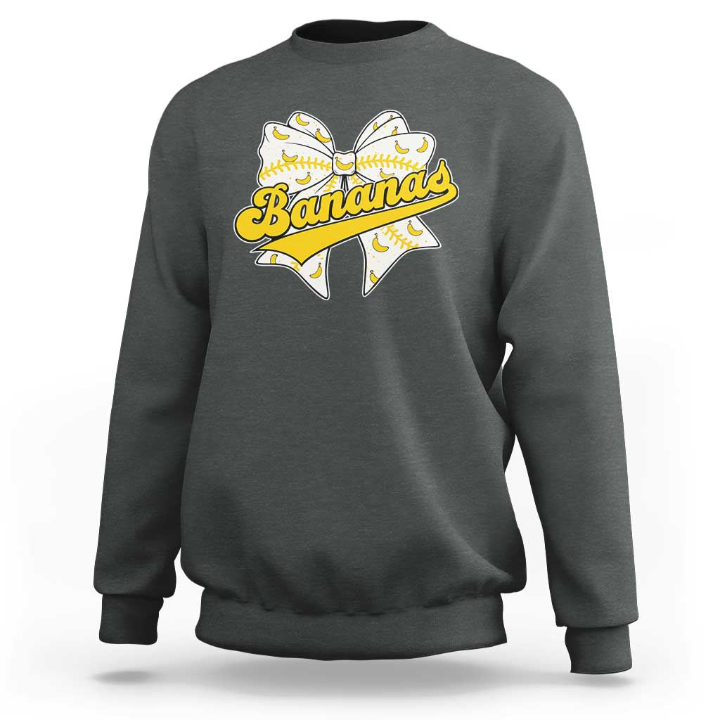 Bananas Coquette Bow Sweatshirt Retro Throwback Popular Fruit Humor Banana Classic