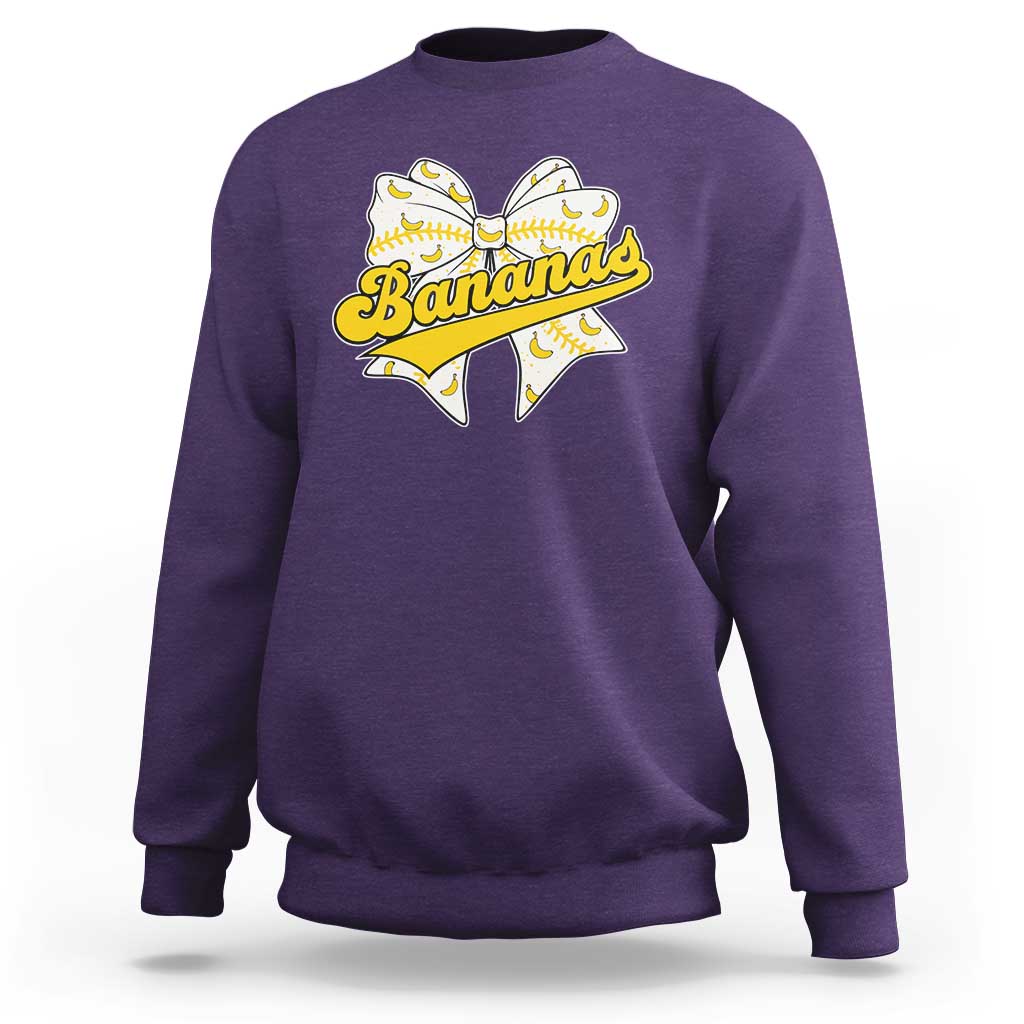 Bananas Coquette Bow Sweatshirt Retro Throwback Popular Fruit Humor Banana Classic