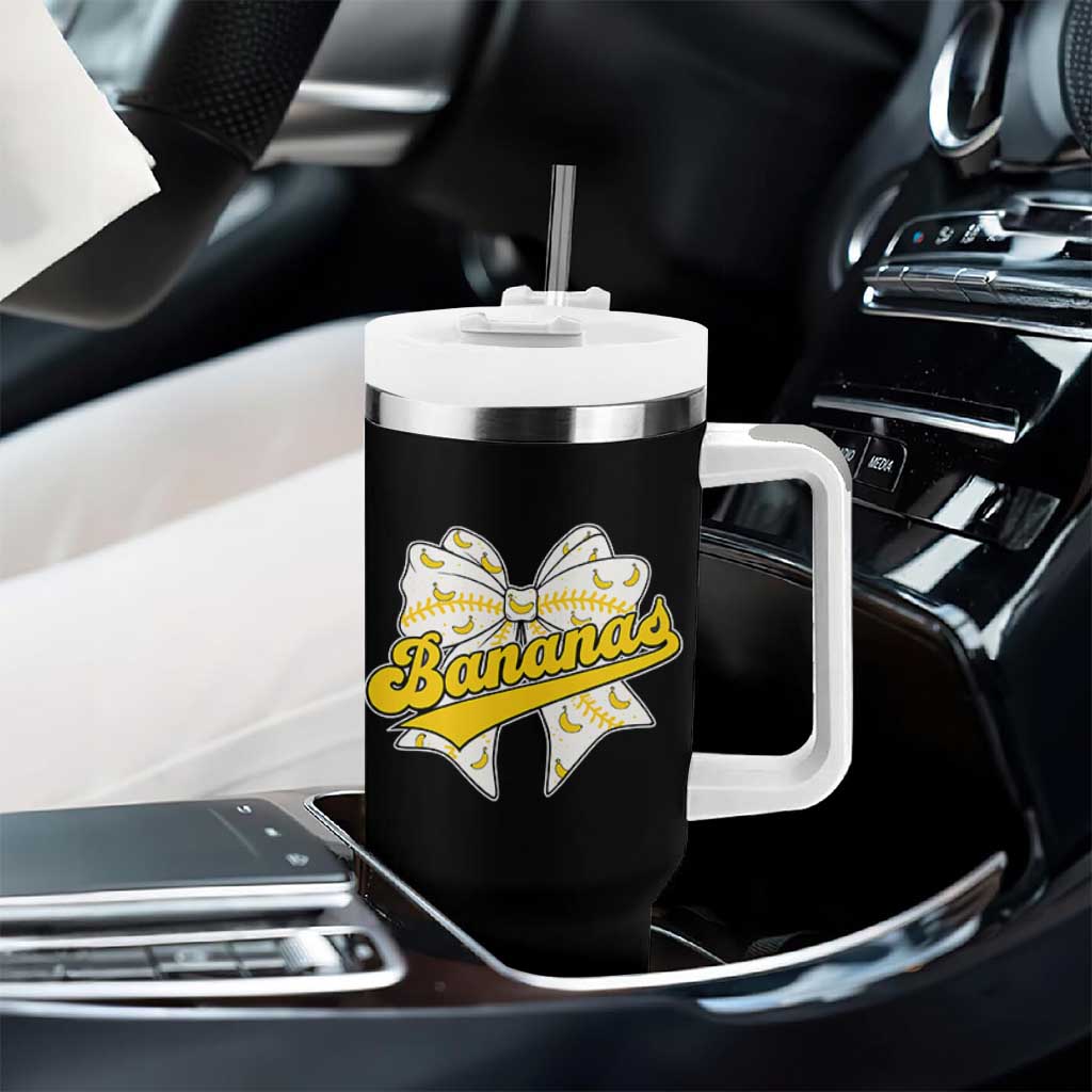 Bananas Coquette Bow Tumbler With Handle Retro Throwback Popular Fruit Humor Banana Classic