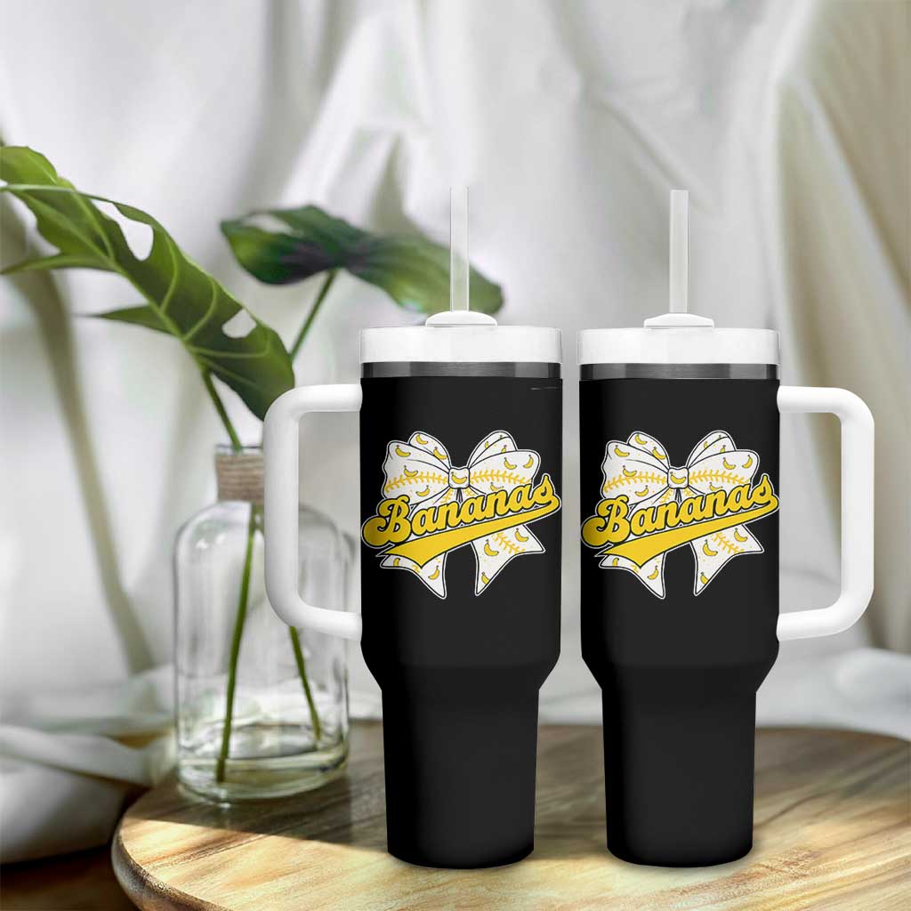 Bananas Coquette Bow Tumbler With Handle Retro Throwback Popular Fruit Humor Banana Classic