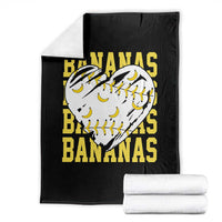 Retro Bananas Throw Blanket Vintage Baseball Heart Graphic Game Day Gifts