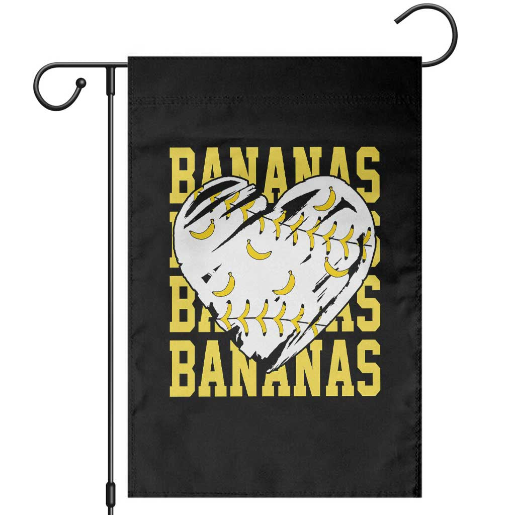 Retro Bananas Garden Flag Vintage Baseball Heart Graphic Game Day Gifts